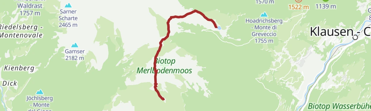 Route map: Gasser Hütte- Rittner Horn
